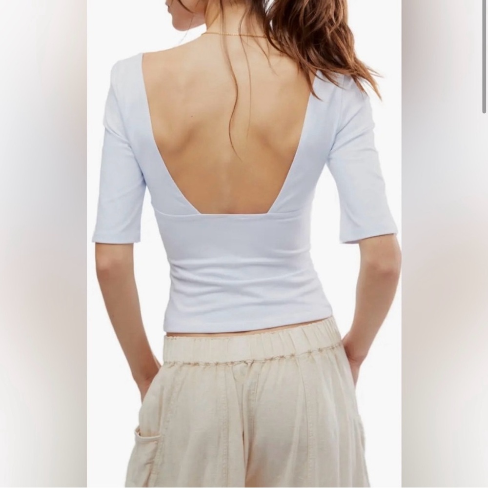 Free People NWT | Just Looking Bustier Crop Top White | M - Picture 2 of 5